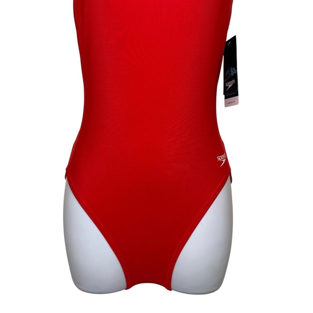 NWT Speedo Pro LT One Piece Swimsuit Womens 26 Solid Red Compression Swimming - Picture 4 of 8